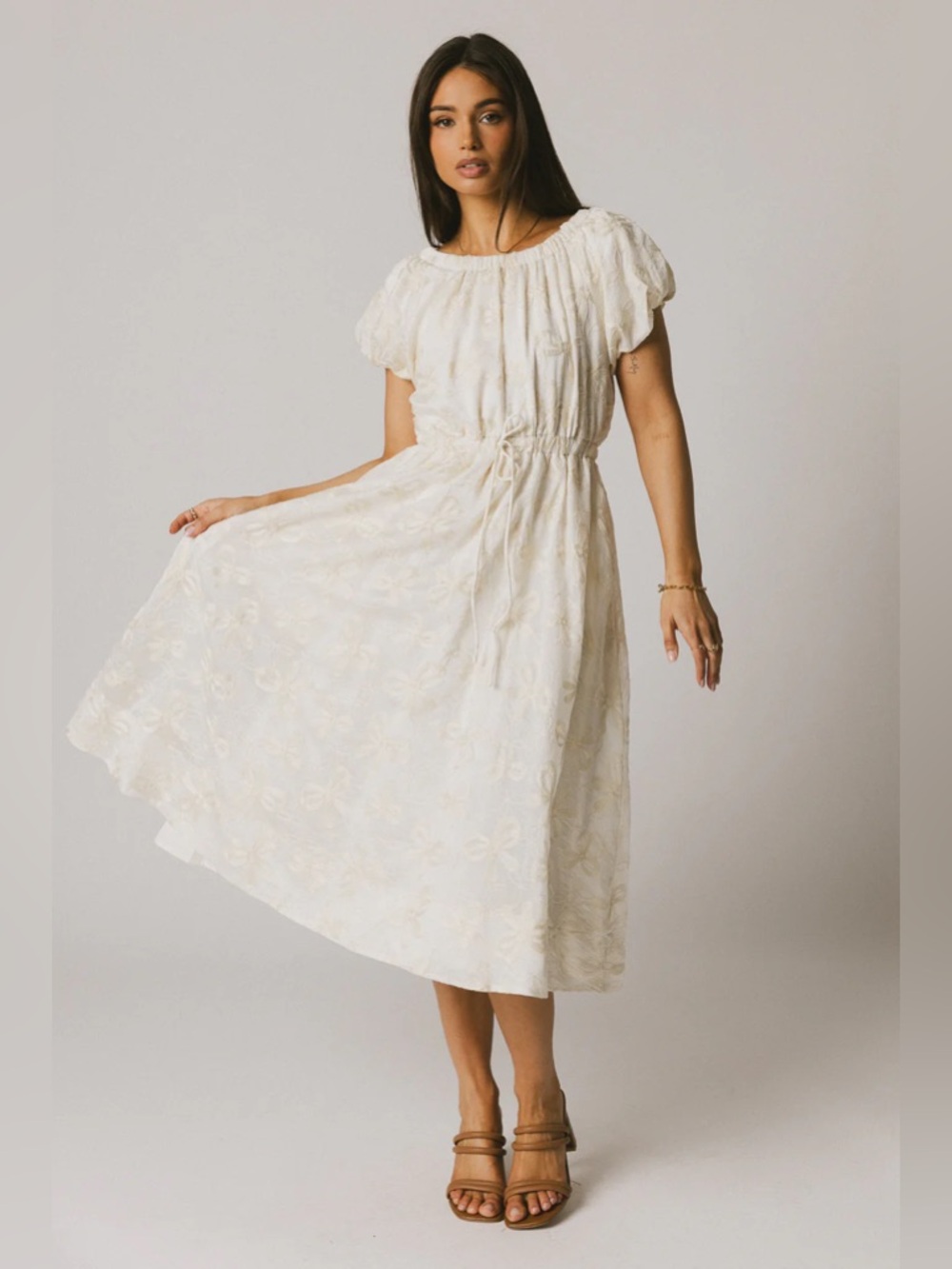Bohme Cream Floral Embroidered Dress